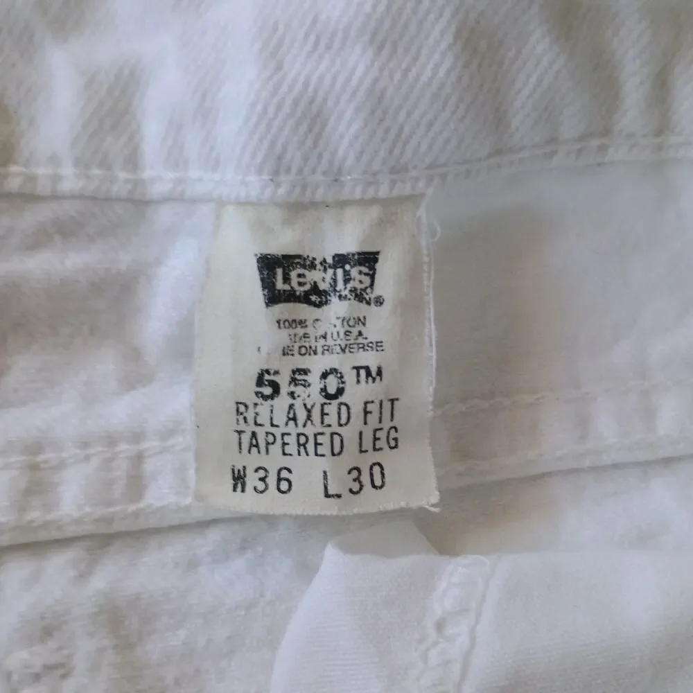 Levi's Orange Tab Vintage 90s 550 White Denim Jeans Pants 34x29 Grunge Summer